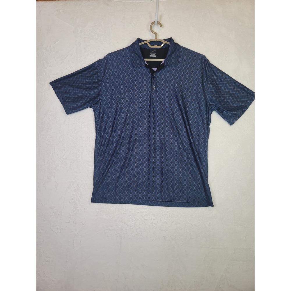 Nike Dri Fit Golf UV Polo Shirt Preppy Argyle Navy Vacation Resortwear Size XL
